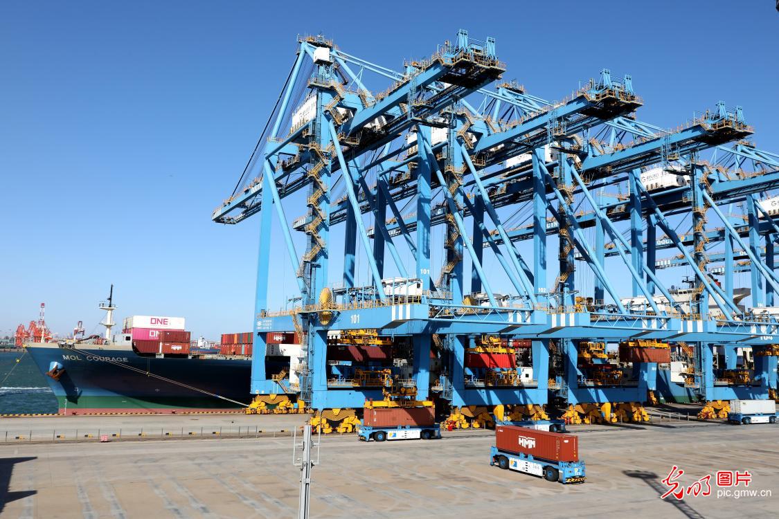 和记官网青岛港：自动化码头效率高